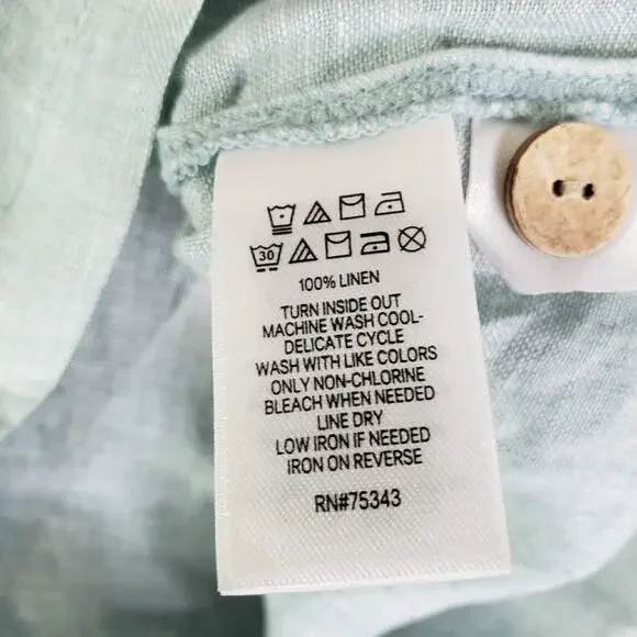 Cynthia Rowley Tunic Shirt Popover Women’s Size Large L Blue Teal Linen Button - Picture 7 of 8